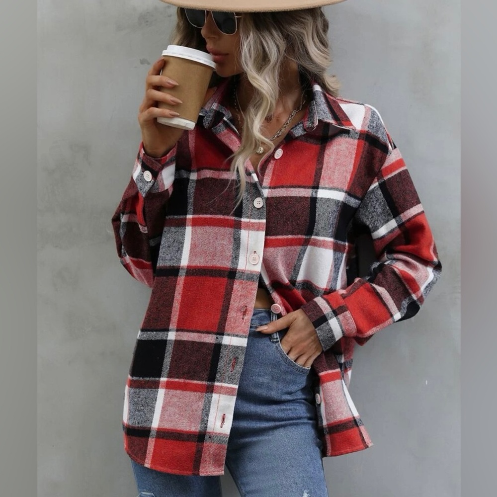 Plaid drop shoulder shirt